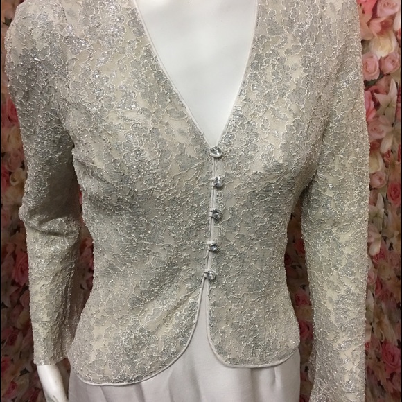 2pc long silky & sparkling evening dress - Picture 2 of 8